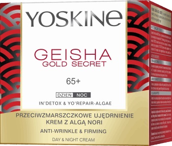 YOSKINE -  YOSKINE Geisha Gold Secret przeciwzmarszczkowy krem z algą nori, na dzień i na noc, 65+ 50 ml